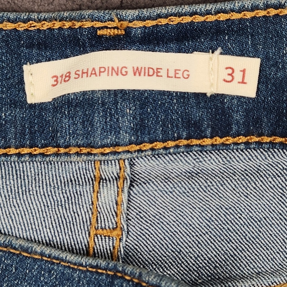 Levis 318 Shaping Wide Leg Jeans Womens 31x32 Blue Medium Wash Stretch Denim NEW - Picture 3 of 11
